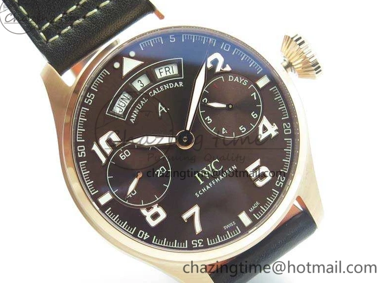 MIROTIME 0125 Popular Big Pilot Real PR IW502706 RG YLF 1:1 Best Edition Brown Dial On Calfskin Strap A 7223